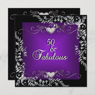 Convites 50ª Festa de aniversário, preto, roxo profundo, gr