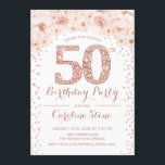 Convites 50ª Festa de aniversário - Rosa branca Dourada<br><div class="desc">design elegante do 50º Convite de aniversário em ouro brilhante de rosa faux e branco.</div>