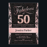 Convites 50ª Festa de aniversário - Rosa Dourado preto<br><div class="desc">50º Convite de aniversário em ouro preto e rosa. Cartão de convite elegante com ouro de rosa brilhante e diamantes falsos. Apresenta cor damasco e fonte de script. Fabuloso aos cinquenta! Design clássico perfeito para uma festa de na moda. Envie-me uma mensagem se precisar de uma idade personalizada.</div>