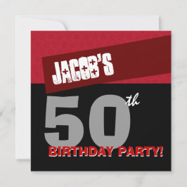 Convites 50ª Festa de aniversário Vermelha Vermelha Branca