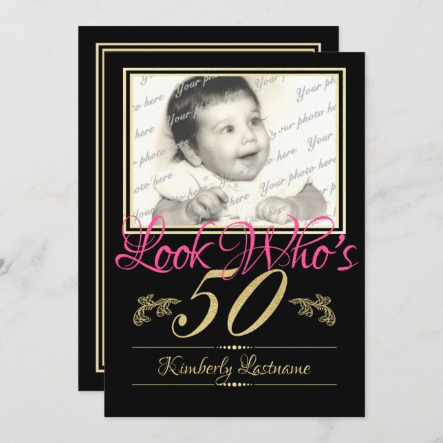 Convites 50ª Foto de aniversário (Frente/Verso)