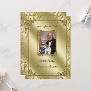 Convites 50ª Foto do Aniversário de Casamento Elegante