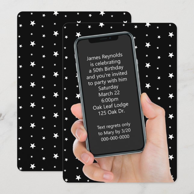 Convites 50ª Mensagem de Texto de Festa de aniversário (Frente/Verso)