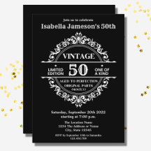 50ª Vintage Negra e Branca Pensava Aniversário