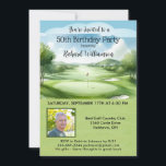 Convites 50º 50º Golfe de Fotografia Festa de aniversário M<br><div class="desc">Este festivo e colorido 50º Convite de aniversário tem um tema Golfe e é perfeito para um Golfe. Ele apresenta um carrinho de golfe com Golf Clubs em um Curso de Golfe, muito para personalizar para se adequar ao seu evento, assim como a uma foto. Nós temos todos os ingredientes...</div>
