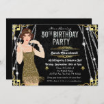 Convites 50º aniversário 1920 Gatsby Flapper Girl Aniversár<br><div class="desc">Celebrar como fizeram nos anos vinte com nosso convite fabuloso e inspirado em Gatsby. Quer você esteja planejando uma festa de solteira ou uma festa de aniversário,  leve seu evento de volta no tempo para a fabulosa era da Arte Deco e uma vida esbanjada.</div>