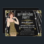 Convites 50º aniversário 1920 Gatsby Flapper Girl Aniversár<br><div class="desc">Celebrar como fizeram nos anos vinte com nosso convite fabuloso e inspirado em Gatsby. Quer você esteja planejando uma festa de solteira ou uma festa de aniversário,  leve seu evento de volta no tempo para a fabulosa era da Arte Deco e uma vida esbanjada.</div>