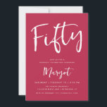 Convites 50º Aniversário - 40 Escovas Magenta<br><div class="desc">Este convite de tendência apresenta um cabeçalho de script e as suas informações personalizadas. Use o formulário modelo para adicionar os detalhes da sua parte. O recurso Personalizar permite alterar o estilo da fonte e adicionar ou excluir texto.</div>