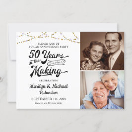 Convites 50º ANIVERSÁRIO 50 ANOS NO FAZER negro Dourado