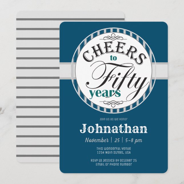 Convites 50º Aniversário Alegra a Cinquenta Anos (Frente/Verso)