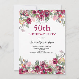 Convites 50º Aniversário Aquarela Floral