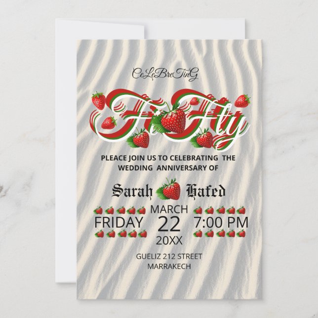 Convites 50º Aniversário Berry Invitation, Casamento de Our (Frente)