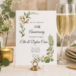 Convites 50º Aniversário Botânico Elegante
