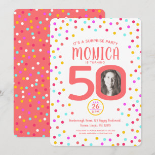 Convites 50º aniversário com foto personalizada de confetes