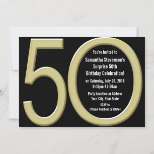 Convites 50º aniversário/Convite de festas Dourado