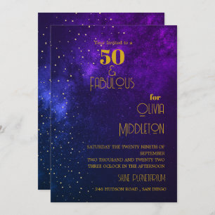 Convites 50º aniversário da noite do céu Estrelas Douradas