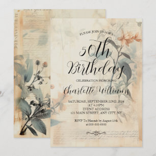 Convites 50º aniversário da Vintage Botânica Feminina