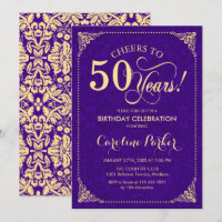 50º aniversário - Damasco Dourado Roxo
