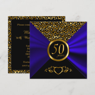 Convites 50º Aniversário de Bodas de Ouro   Padrão Leopardo