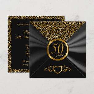Convites 50º Aniversário de Bodas de Ouro Padrão Leopardo