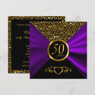 Convites 50º Aniversário de Bodas de Ouro Padrão Leopardo