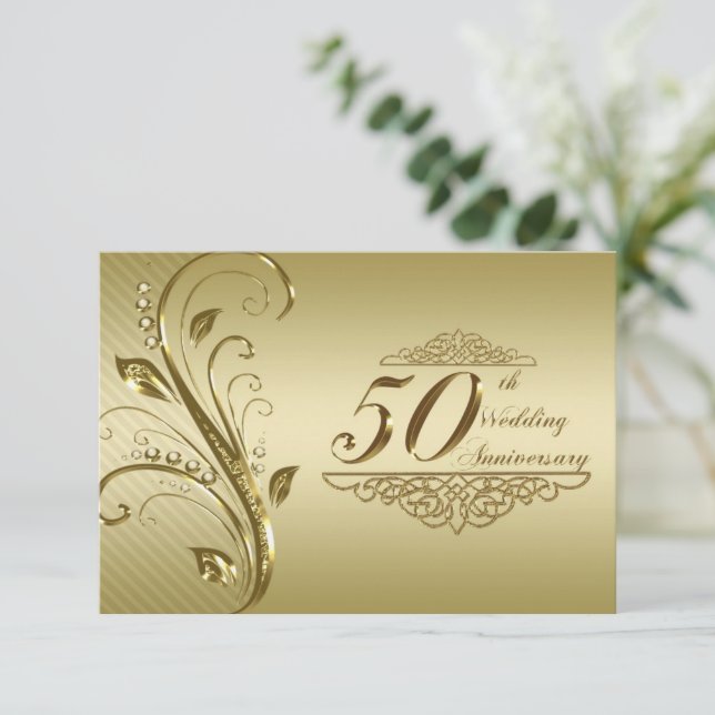 Convites 50º Aniversário de Bodas de Ouro RSVP (Em pé/Frente)