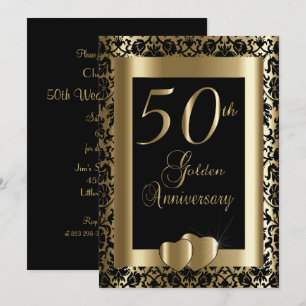 Convites 50º Aniversário de Bodas de Ouro   Texto DIY