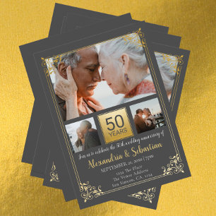 Convites 50º aniversário de casamento com quadro personal
