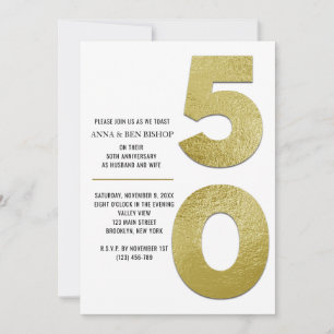 Convites 50º Aniversário de Casamento da Elegante Gold Foil