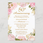 Convites 50º aniversário de casamento do Elegant Pink Flora<br><div class="desc">Mais bonito Aniversário de Casamento Floral na Loja Little Bayleigh!</div>