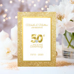 Convites 50º aniversário de casamento do Ouro personalizado<br><div class="desc">Cartões de convite para o aniversário de casamento elegantes, mas modernos (50 anos). Folha de ouro falsa/brilho com 50 grandes com coração de diamante falsa no meio. Personalize estes cartões de aniversário de casamento com suas informações. Perfeito para renovação de votos. Fácil de editar. Ver coleção correspondente; adesivos, guardanapos, etiquetas...</div>