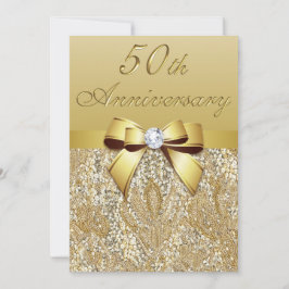 Convites 50º Aniversário de Casamento Dourado Lantejoulas e