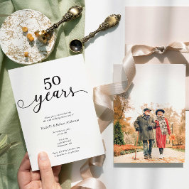 Convites 50º aniversário de casamento Elegante Foto Minimal