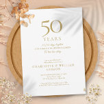 Convites 50º aniversário de casamento Memórias Douradas<br><div class="desc">Este convite de aniversário de chic pode ser personalizado com suas memórias especiais de 50 anos de aniversário e informações de celebração. Projetado por Thisnotme©</div>