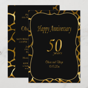 Convites 50º Aniversário de Casamento   Padrão de Girafa