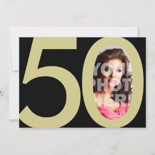 Convites 50º aniversário de fotos Dourado ou outro Convit