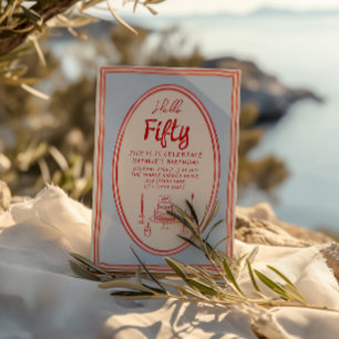 Convites 50º aniversário de Quadro Divertido Simples e Pint