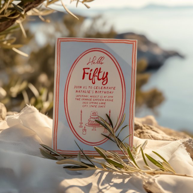 Convites 50º aniversário de Quadro Divertido Simples e Pint (Criador carregado)