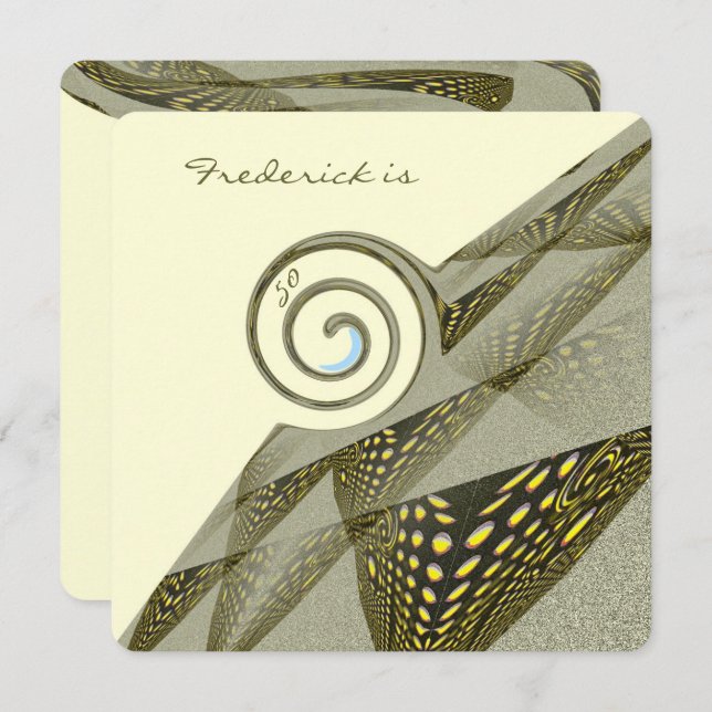 Convites 50º aniversário Design verde e amarelo (Frente/Verso)