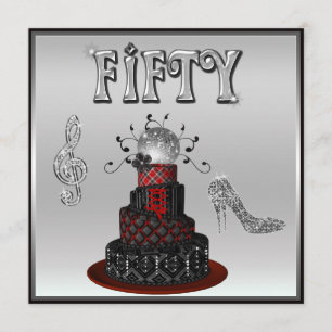 Convites 50º aniversário Disco Diva Cake Sparkle High Heels