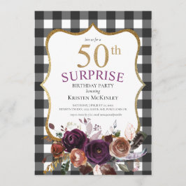 Convites 50º Aniversário do Búfalo Xadrez Roxo