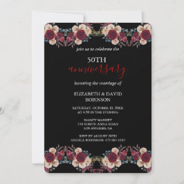 Convites 50º aniversário do casamento entre o floral negro 