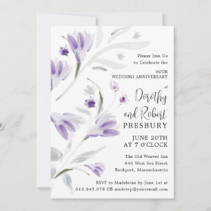 Convites 50º Aniversário do Casamento Purple Floral
