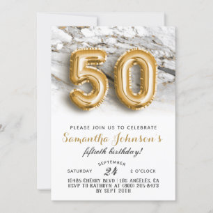 Convites 50º Aniversário do Dourado Marble Invitation