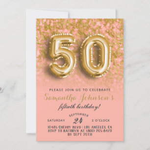 Convites 50º Aniversário do Dourado Marble Invitation