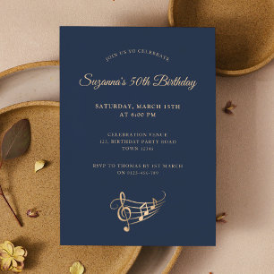 Convites 50º aniversário do Elegante de Notas de Música Dou