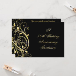 Convites 50º Aniversário do Flourish Dourado Negro