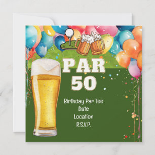 Convites 50º aniversário do Golf com golfe e cerveja