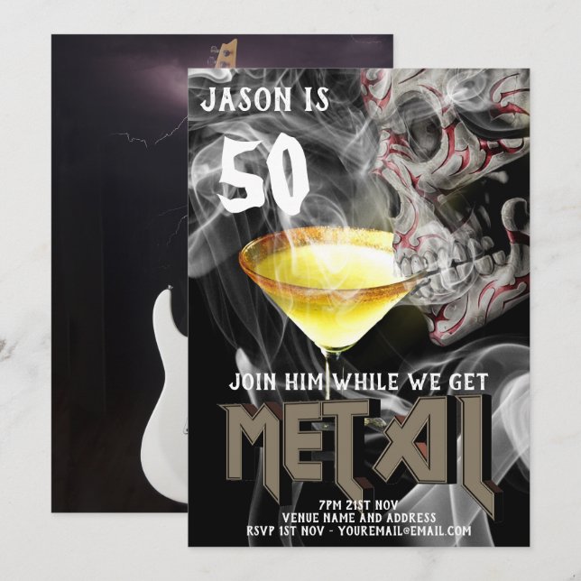 Convites 50º aniversário do Heavy Metal Invite GÓTICO de Vi (Frente/Verso)