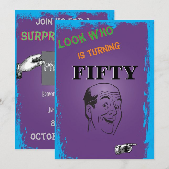 Convites 50º aniversário do Homem Baldo Surpresa (Frente/Verso)